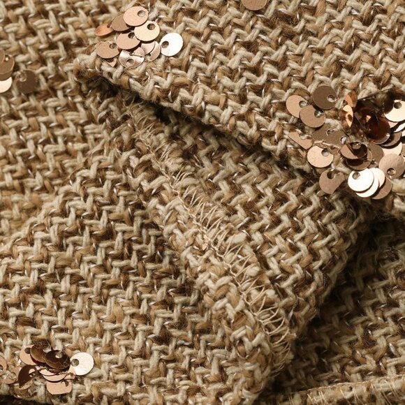 Gold Preppy Women's Elegant Sequin Embellished Bodycon Mini Skirt - Picture 9 of 9